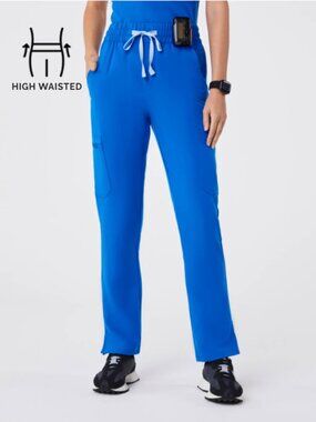 FIGS High Waisted Dowa Petite Scrub Pant: Petite XXS (Royal Blue)